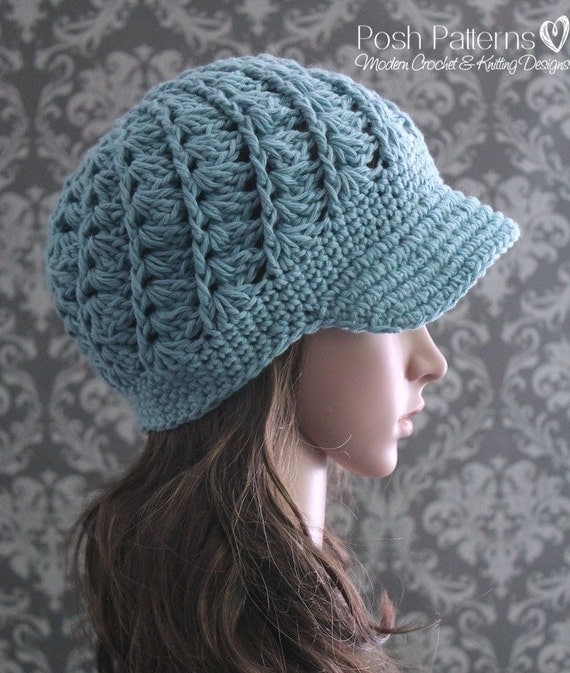 beanie visor hat crochet pattern Women  Baby Pattern  Hat Newsboy Hat   Crochet   Patterns Crochet for