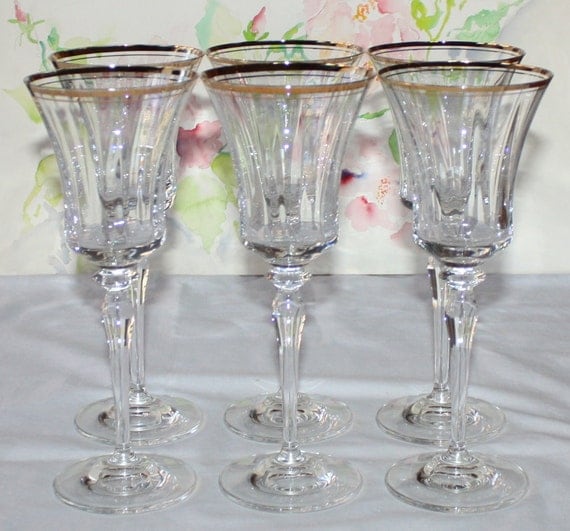 Vintage Mikasa Jamestown Tall Gold Rim Wine