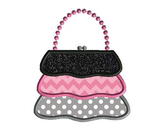 Ruffle Purse Applique Machine Embroidery Design-INSTANT DOWNLOAD