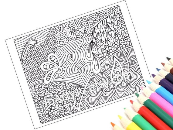 coloring page zentangle inspired printable instant download