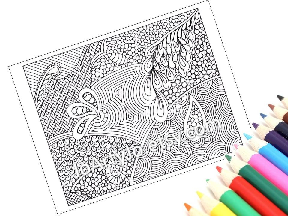 Coloring Page Zentangle Inspired Printable Instant Download