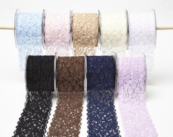 2.5 Inch Elastic Lace Ribbon by the Yard 9 Colors