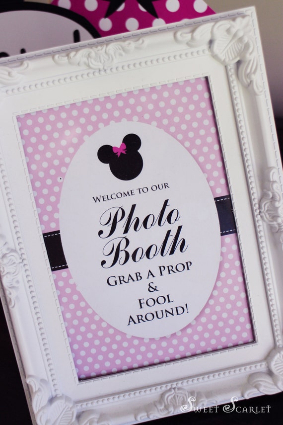 MINNIE Mouse Photo Booth Props in Pale Pink Print your own