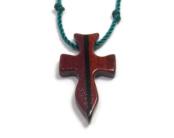 Cross Necklace, Mens Jewelry Cross, Husband Gift, Wooden Cross Pendant, Mens Cross Pendant Necklace, Handmade Anniversary Gift