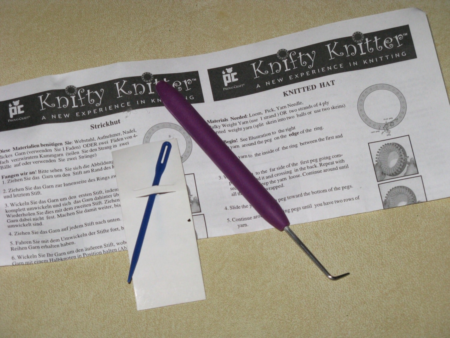 Provo Craft Knifty Knitter PICK Yarn NEEDLE and Instruction