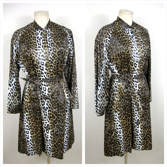 1960's Ladies Leopard Print Vinyl Raincoat // Mrs.