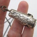 Antique Sterling Silver Cigar Cutter / Art Nouveau Lily Embossed Fob on Silver Muff or Lorgnette Chain Necklace
