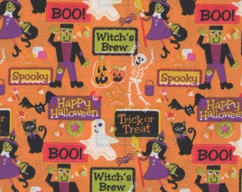 Halloween, Trick or Treat, Halloween Fabric, 1 yard fabric, 03001