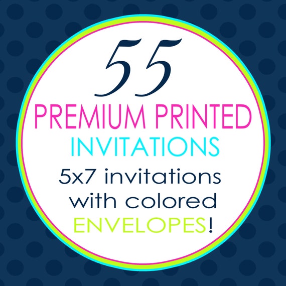55 printed invitation with FREE colored envelopes #813 Il_570xn