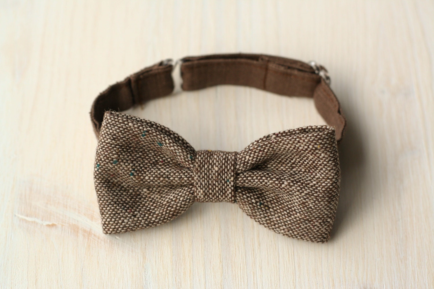 Brown wool tweed / linen bow tie baby bow tie ring bearer