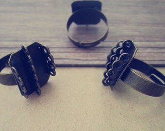 10pcs Adjustable antique bronze Ring Blanks 18mm with 14 hole