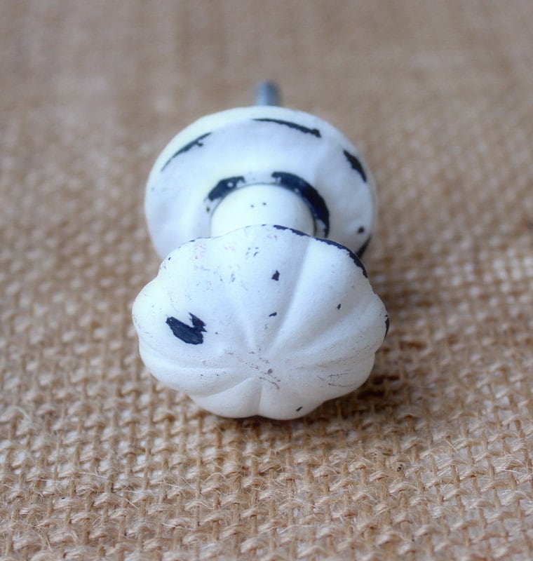 White Distressed Knob Knob Dresser Knob Rustic