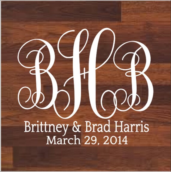 Monogram Wedding Decal Large Vinyl Decal Wedding Decor