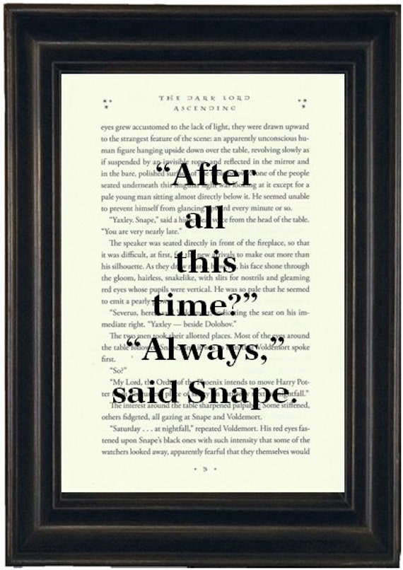 Harry Potter Book Print Upcycled Book Page Always