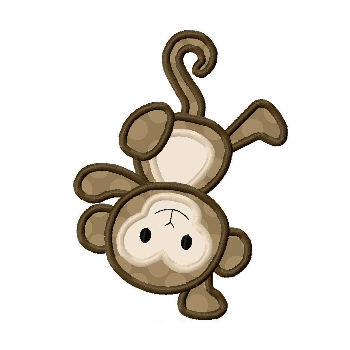 Monkey Applique Embroidery Design 4x4 5x7 6x10 by AppliqueCandy