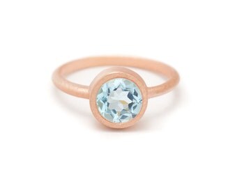 Blue Topaz in Gold Gemstone Ring - Gold Ring - Gemstone Ring - Blue Topaz Ring - Sizes 4.5, 5, 5.5, 6, 6.5, 7, 7.5, 8, 8.5, 9, 9.5 and 10
