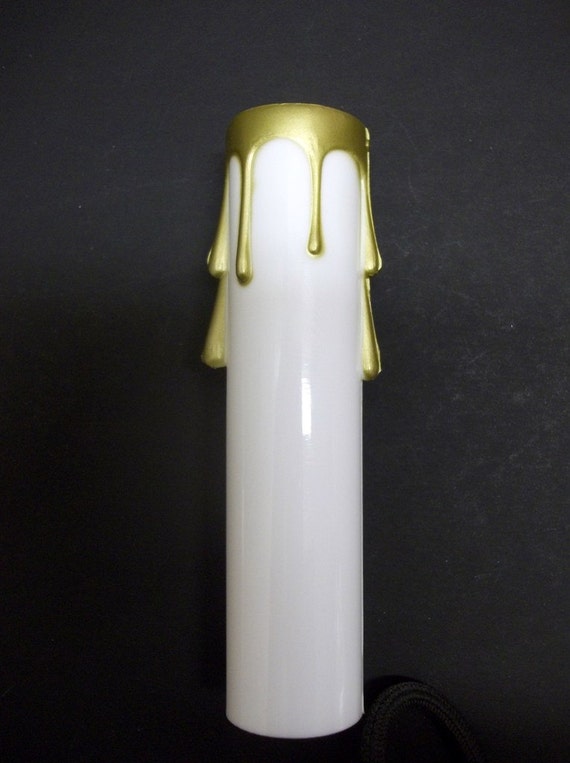 One Chandelier Candle Cover White Plastic With Gold Drips ...