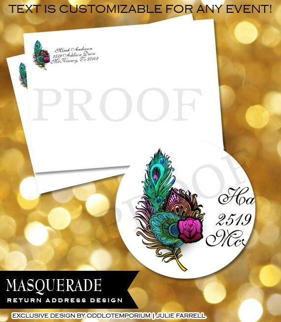 Masquerade Envelope Retuurn Address Design DIY Digital Printable