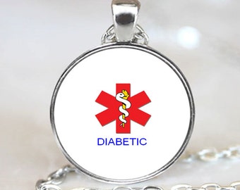 Diabetic Pendant, Diabetic Necklace, Medical Alert Diabetic Pendant, Diabetic Jewelry (PD0010)