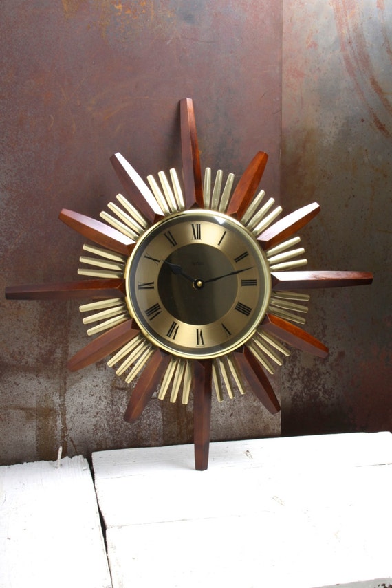 Vintage Acctim starburst / sunburst wall clock Germany