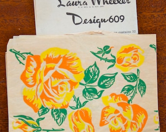 1950's Laura Wheeler Rose transfer - COLOR - No. 609