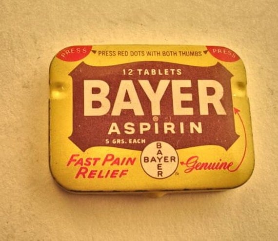 Vintage Bayer Aspirin Tin full 1950's Drug Store Tin