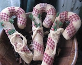Candy Canes, Christmas, checkered material, pine, berries, cheesecloth,bowl fillers