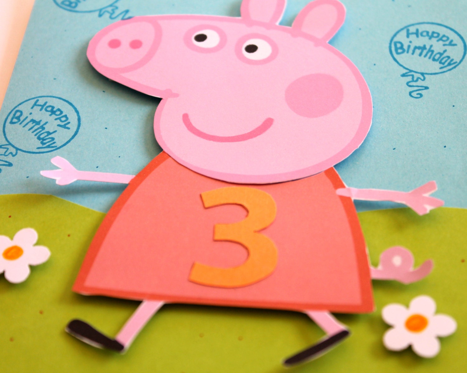 Peppa Pig Birthday Card Personalized for Kids Handmade