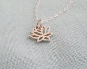 Lotus Necklace. Sterling Silver Necklace. Tiny Lotus Charm. Dainty Delicate. Everyday. Layering Necklace Rebirth Symbol