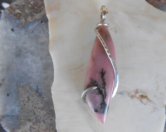 Rhodonite Silver Wrapped Pendant