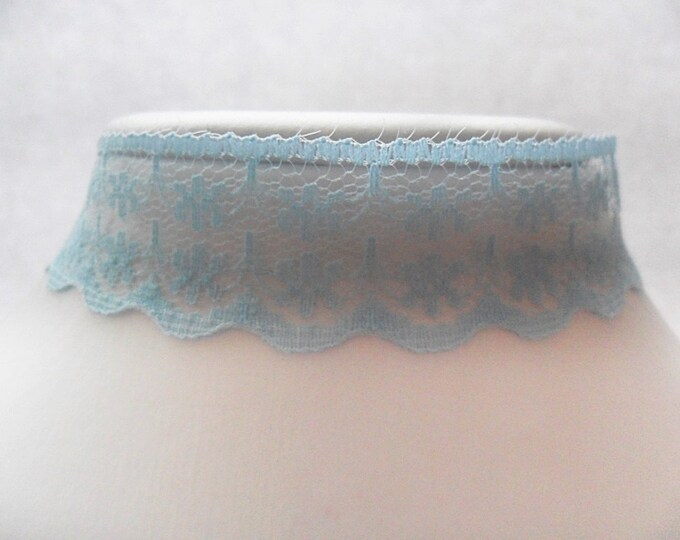 Light Blue Scalloped Lace Choker necklace with a width of 3/4” (pick your neck size) Ribbon Choker Necklace