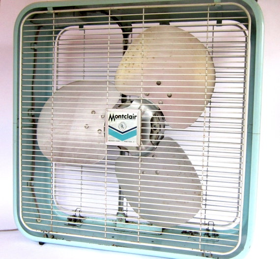 Vintage Lakewood Box Fan Montclair Box Fan Aqua