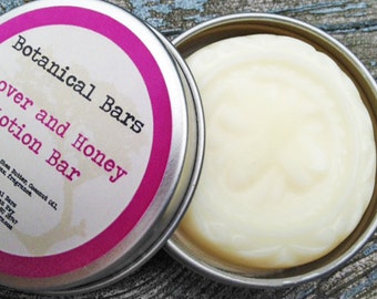 Clover and Honey Solid Lotion Bar - 2oz Lotion Bar in Tin - Stocking Stuffers