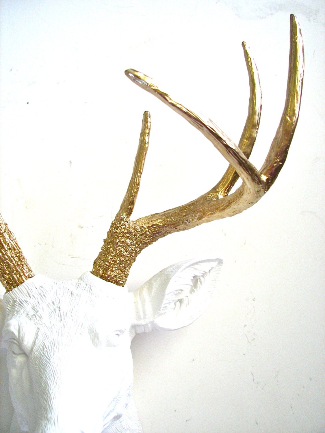 Deer Head WhiteGold Faux Taxidermy Deer Head Animal Head Wall
