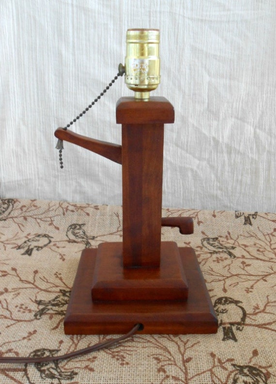 Wooden Water Pump Lamp Vintage 1960's Hand Made by my3luvbugs
