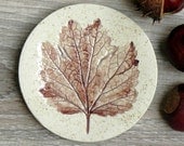 Fall Ceramic Dish Rustic Small Pottery Plate Autumn Leaf Jewelry Dish