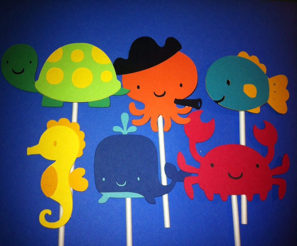 12 Under the Sea Cupcake Toppers Sea Life Baby Shower