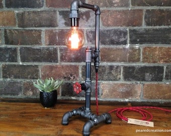 Edison Table Lamp - Industrial Style - Iron Piping - Rustic Light