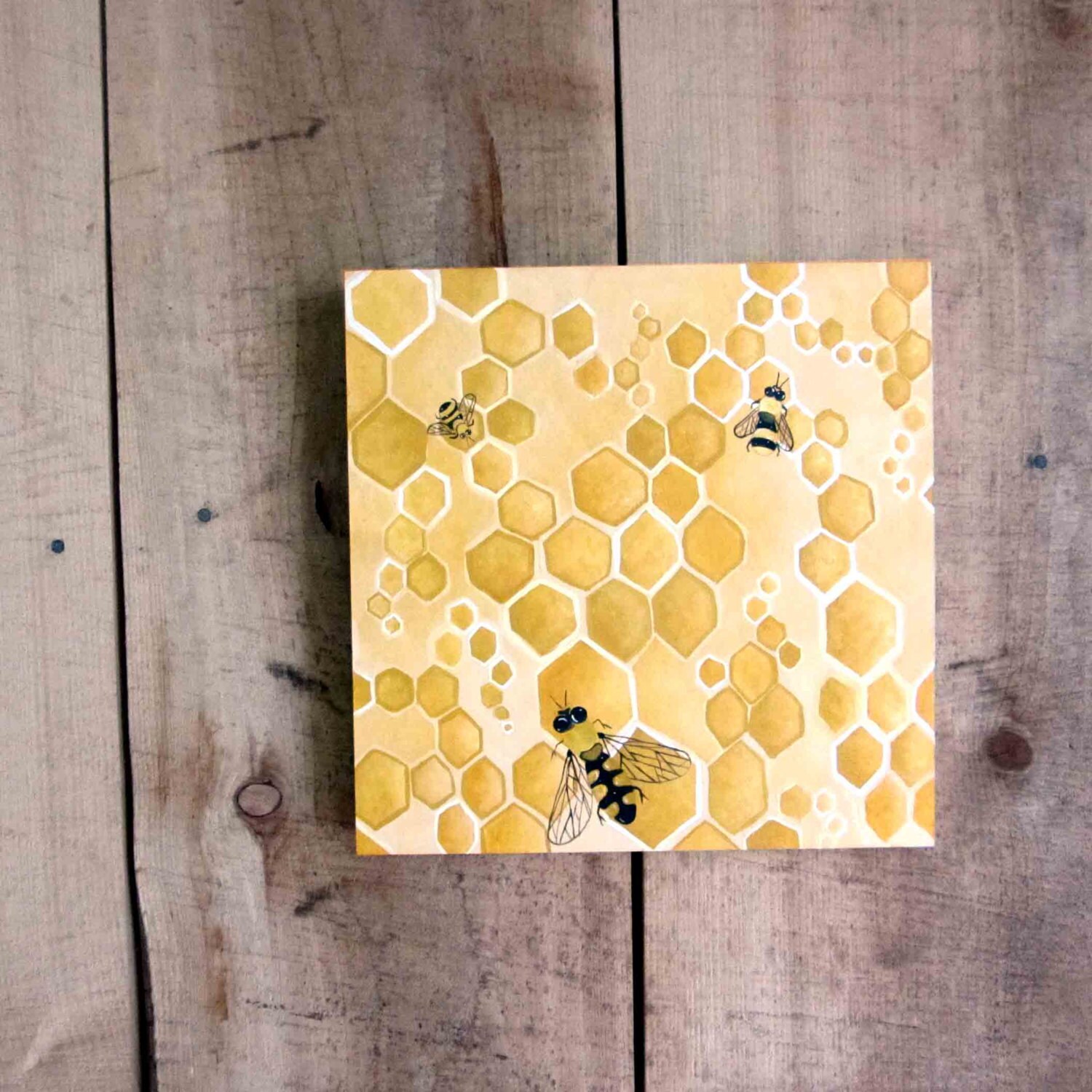 Abstract Honey Painting Honey Bee Honeycomb yellow Ochre