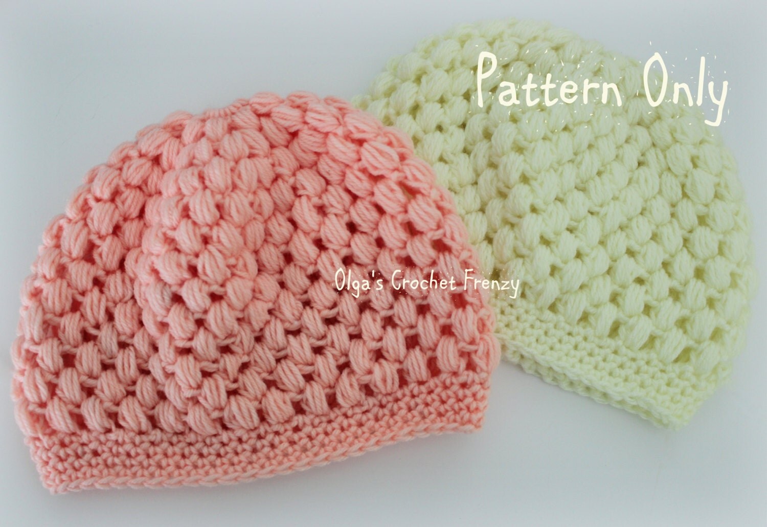 Puff Stitch Baby Beanie Crochet Pattern Size 3-6 Months Easy