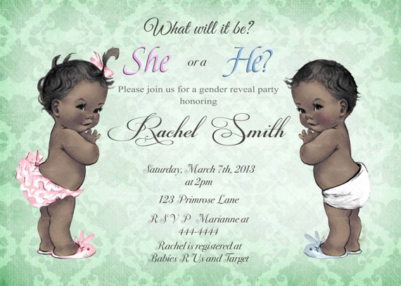 African American Gender Reveal Invitations 2