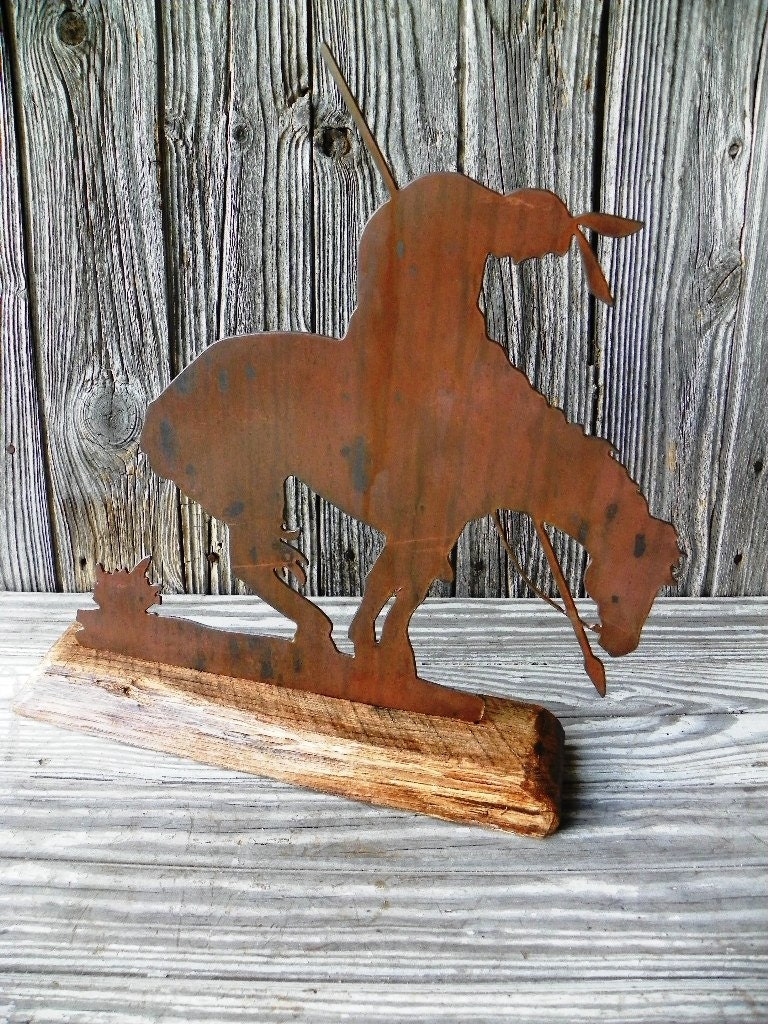 Plasma Cut Metal Art Western End of the Trail Native Indian