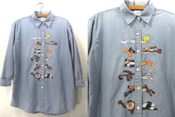 looney tunes denim shirts