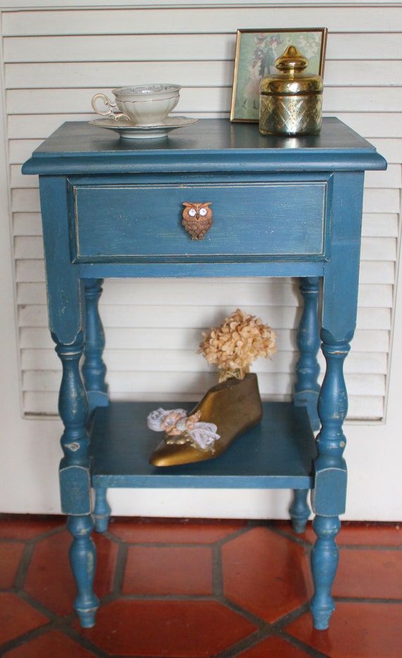 French Blue Bedside Table