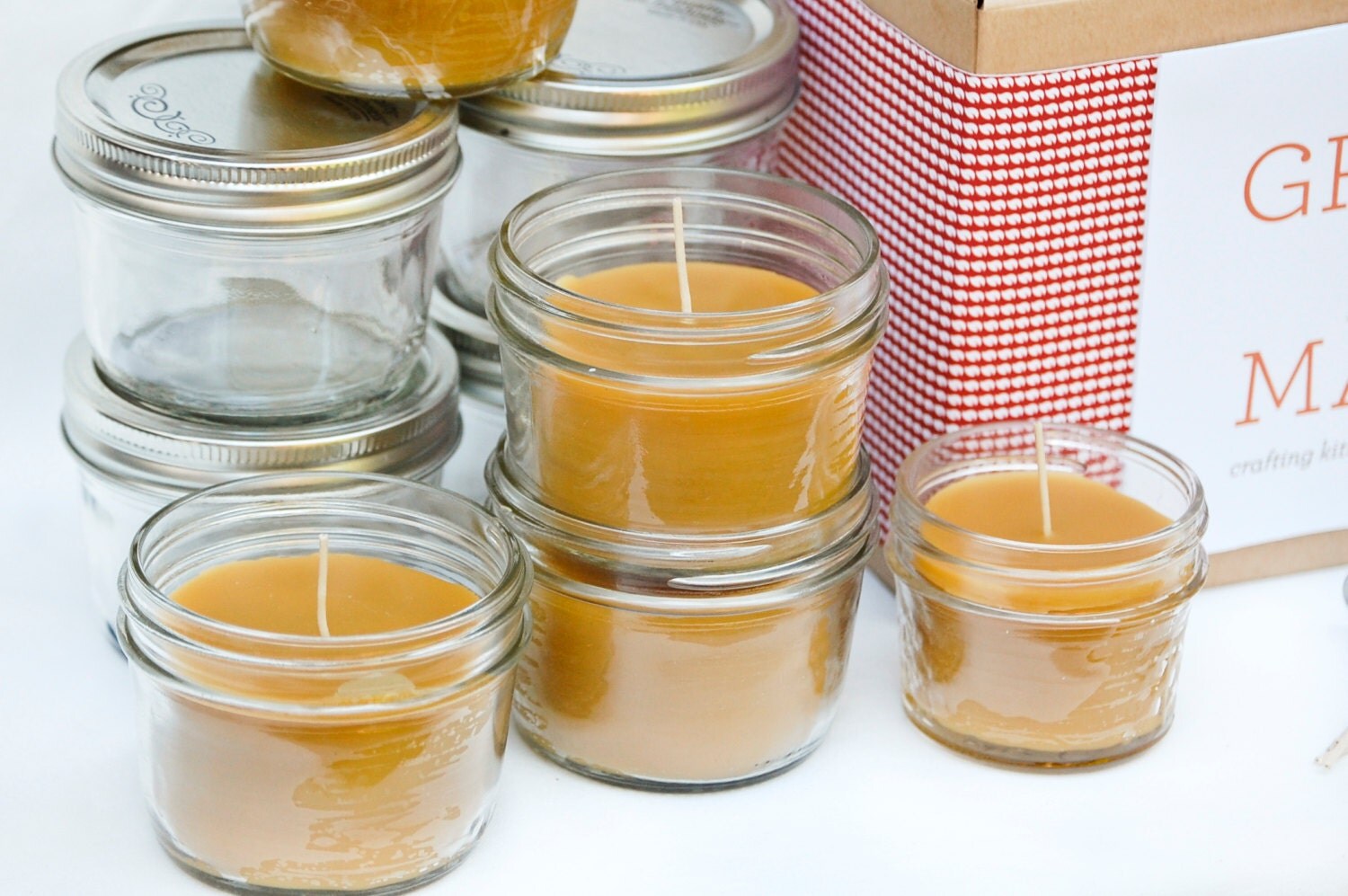 Deluxe Large Mason Jar Beeswax Candle Making Kit by GrowandMake