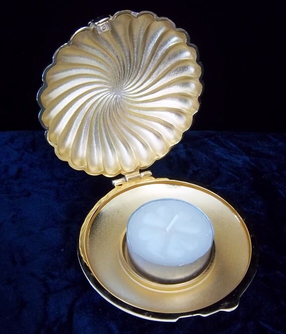 Golden Brass Shell Candle Holder by Partylite