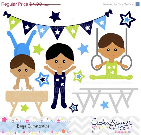 50% OFF - INSTANT DOWNLOAD, boys gymnastics clipart, little tumblers clip art, tumbling graphic for invitations, party supply, graphic desig Il_570xn