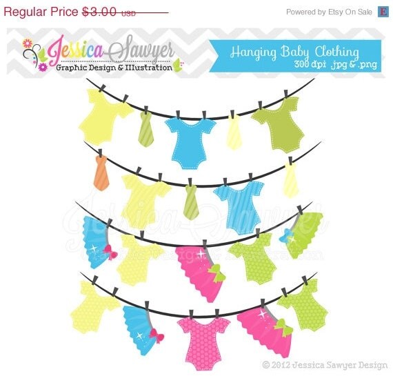 50% OFF - INSTANT DOWNLOAD, Hanging baby clothing clipart - tutu and tie clip art - card making - digital scrapboking - onesies Il_570xn