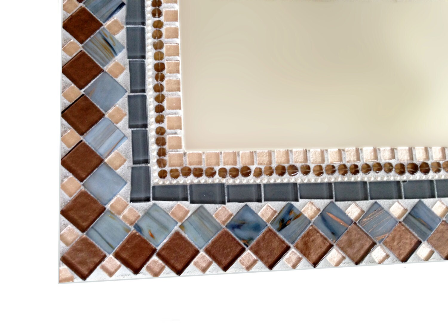 Brown and Gray Mosaic Wall Mirror // Geometric Home Decor