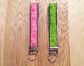 Key fob/wristlet keychain - green or pink